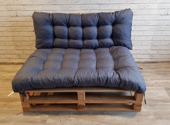 Paletové prošívané sezení PIETRO SET - sedák 120x80 cm, opěrka 120x40 cm, barva modrá, Mybesthome