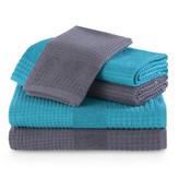 Dárkový set 6  ks ručníků 100% bavlna PIANO 2x ručník 50x100 cm, 2x osuška 70x140 cm a 2x ručník 30x50 cm tyrkysová/grafitová 460 gr Mybesthome