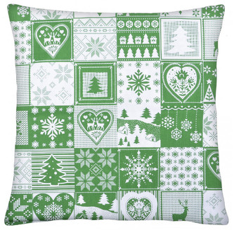 Bavlněný polštář 022 WINTER bílá/zelená 40x40 cm, Mybesthome