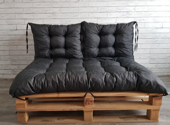 Paletové prošívané sezení MATTEO SET - sedák 120x80 cm, 2x opěrka 60x40 cm, barva černá, Mybesthome