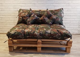 Polstr CARLOS SET - sedák 120x80 cm, opěrka 120x40 cm, 2x polštáře 30x30 cm, khaki, paletové prošívané sezení Mybesthome