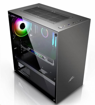 EVOLVEO M4, case mATX, 1x120mm PWM ventilátor, průhledná bočnice, černá