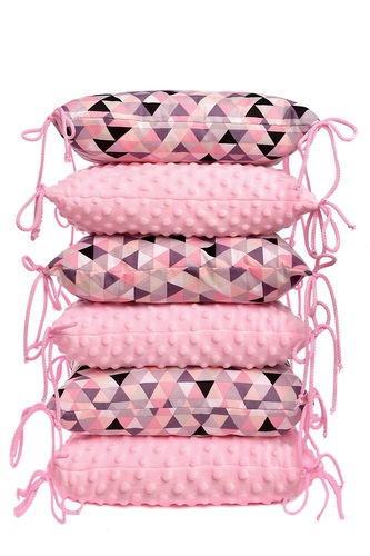 T-TOMI Polštářkový mantinel MINKY Pink triangles