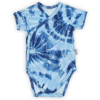 Kojenecké bavlněné body s bočním zapínáním krátky rukáv Nicol Tomi modré - velikost 62 (3-6m)