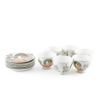 HOME ELEMENTS Set šálků pro 6 osob Mucha světlý