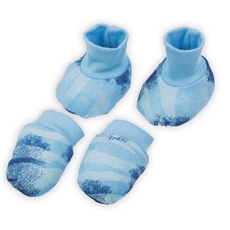 Kojenecký bavlněný set-capáčky a rukavičky Nicol Tomi modrá - velikost Univerzální