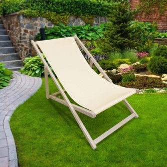 Zahradní skládací lehátko MATTI smetanová 58x120 cm Mybesthome