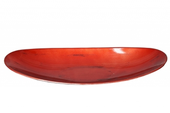 Dekorační tác červený s patinou 40x16x6 cm ovál