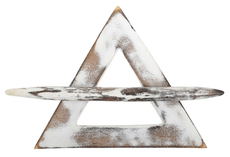 Dekorační ozdobná spona na záclony z přírodního dřeva RENU 12,5x12,5 cm, bílá, Mybesthome