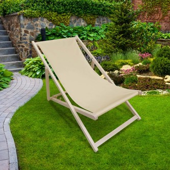 Zahradní skládací lehátko MATTI světle béžová 58x120 cm Mybesthome