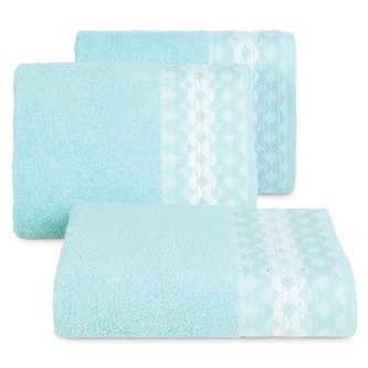 Bavlněný froté ručník s bordurou a zirkony MOLY 50x90 cm, mátová, 480 gr Mybesthome