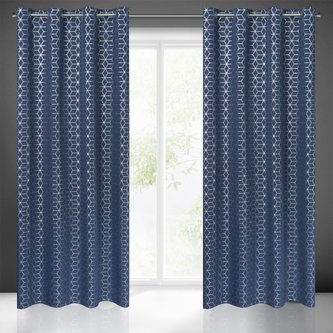Dekorační vzorovaný závěs s kruhy CUBA modrá, (1 kus) 140x250 cm MyBestHome