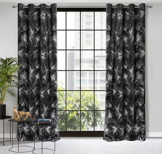 Dekorační vzorovaný velvet závěs BREDA černá/stříbrná 140x250 cm (cena za 1 kus) MyBestHome