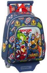 Dětský batoh s vozíkem Marvel|Avengers: Heroes Vs Thanos s kolečky (objem 10 litrů|26 x 34 x 11 cm) modrý polyester