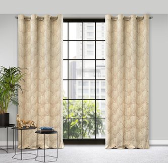 Dekorační vzorovaný velvet závěs s kruhy GOYA PIERRE CARDIN 140x250 cm krémová (cena za 1 kus) MyBestHome