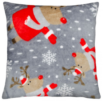 Polštář SMUKEE 40x40cm, šedá motiv sobík, mikrovlákno Essex