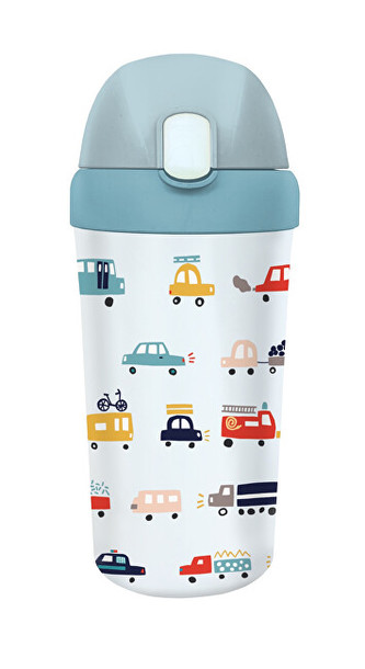 Bioloco Dětská láhev s brčkem Auta 400 ml