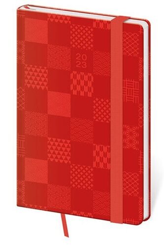 Diář 2023 týdenní kapesní Vario - Patchwork s gumičkou