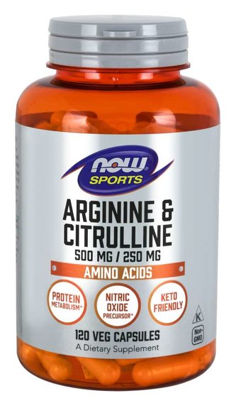 Arginin & Citrulin - NOW Foods - 120 kaps.