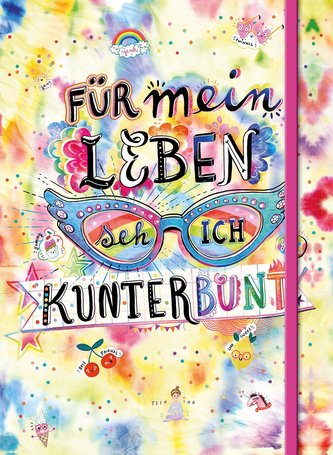 Für mein Leben seh ich kunterbunt (Notizbuch No. 2 Emma Flint). DIN A5 punktkariert mit farbiger Einstecktasche, Lesebändchen un