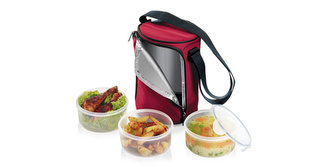 TESCOMA Jídlonosič FRESHBOX, se 3 dózami 1,5 l, bordeaux