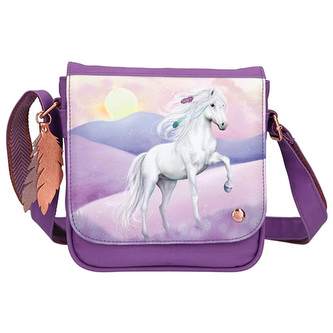 Taška Miss Melody, Fialová s Miss Melody, pastelovou krajinou a pírky | 0411723_A