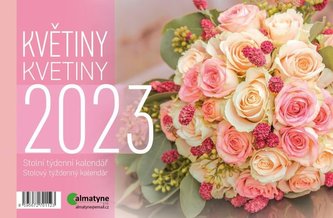 Kalendář 2023 Květiny, stolní, týdenní, 214 x 140 mm