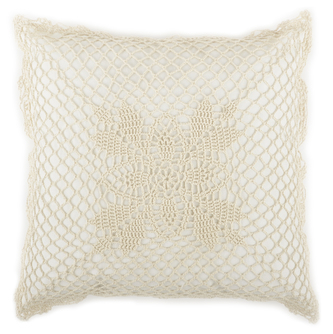 Polštář LACE s bavlněnou háčkovanou krajkou, smetanová, 40x40 cm  Essex