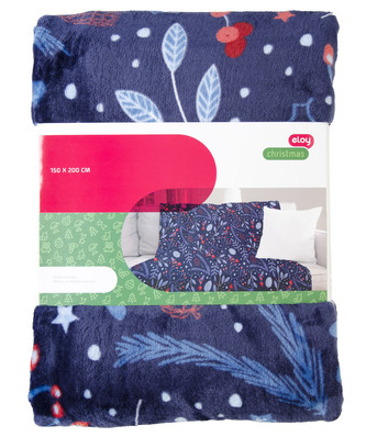 Deka z mikrovlákna XMAS TIME modrá motiv E 150x200 cm Essex
