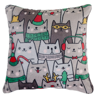 Polštář SANTA CAT šedá 40x40cm, mikrovlákno Essex