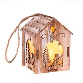 Dřevěný závěsný domeček s LED světlem, 0/150