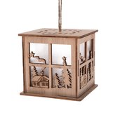 Dřevěná závěsná lucerna s LED světlem, 12/96