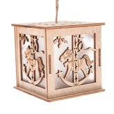 Dřevěná závěsná lucerna s LED světlem, 12/96