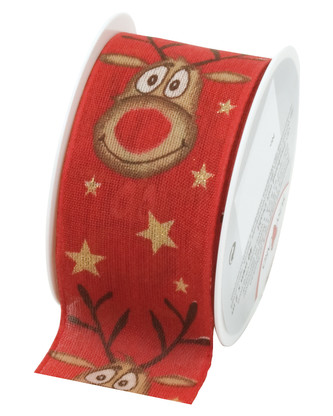 Stuha textilní 2mx40mm, červená se sobem
