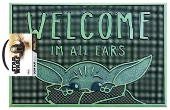 Gumová rohožka Star Wars|Hvězdné války Tv Seriál The Mandalorian: Welcome I'm All Ears (60 x 40 cm) zelená