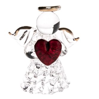 Skleněný anděl se srdcem,  v krabičce, 24/288