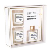 Vonný difuzér + 2x vonná svíčka- čerstvá bavlna, 1/12