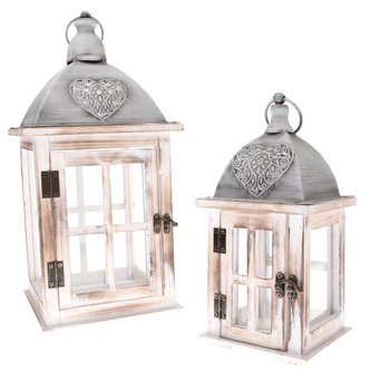 Dřevěná lucerna s kovovou střechou - sada 2ks, 0/4