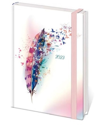 Diář 2023 A5 LYRA týdenní s gumičkou Feather