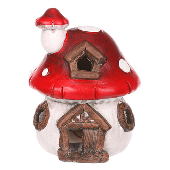 Dekorace houbový domeček S LED světlem 12 cm