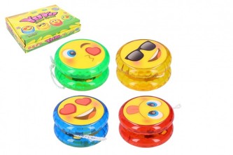 Jojo Smajlík svítící plast 5,5cm na baterie 4 barvy 24ks v boxu
