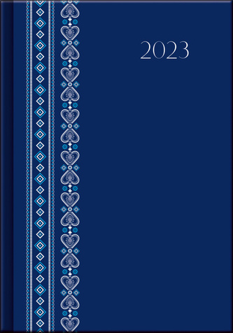 Denní diář A5 cz/sk Print Folk modrý