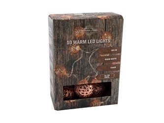 LED ŘETĚZ MĚDĚNÉ OZDOBIČKY 10LED, 100CM, ČASOVAČ,