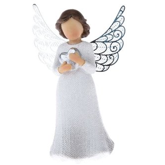 Polyresinový anděl se srdcem s kovovými křídly, 3/108