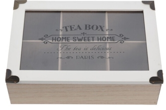 Dřevěná krabička na čaj 7x24x16,5 cm bílá