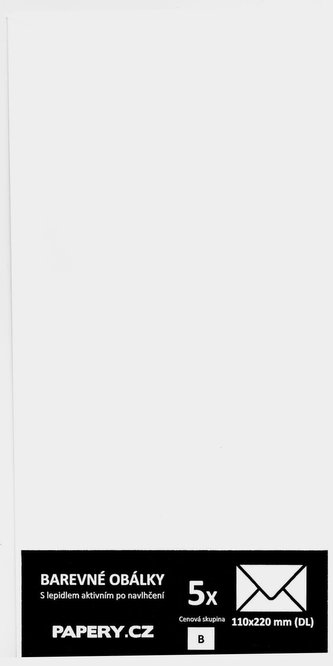 barevná obálka 110x220 BÍLÁ, 5 kusů, 130gm2, olizová