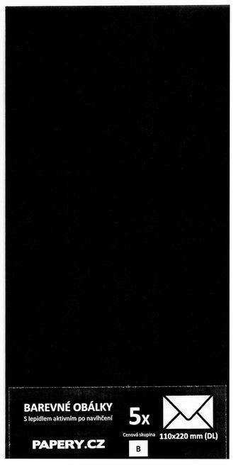 barevná obálka 110x220 ČERNÁ, 5 kusů, 100 gm2, olizová