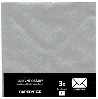 barevná obálka 155X155 STŘIBRNÁ METALICKÁ, 3 kusy, 100 gm2, olizová