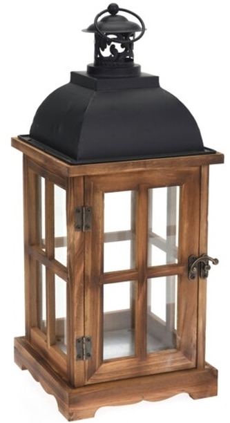 Dřevěná lucerna hnědá A, 41x16x16 cm