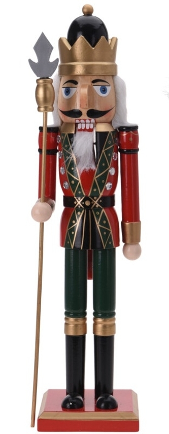 Dřevěný louskáček Král černý 50 cm